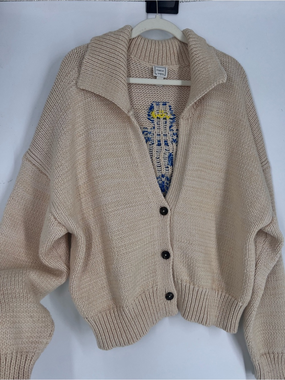 Maeve Lighthouse Graphic Cream Knit Button-Front Nautical Coastal Cardigan XL - Picture 4 of 9